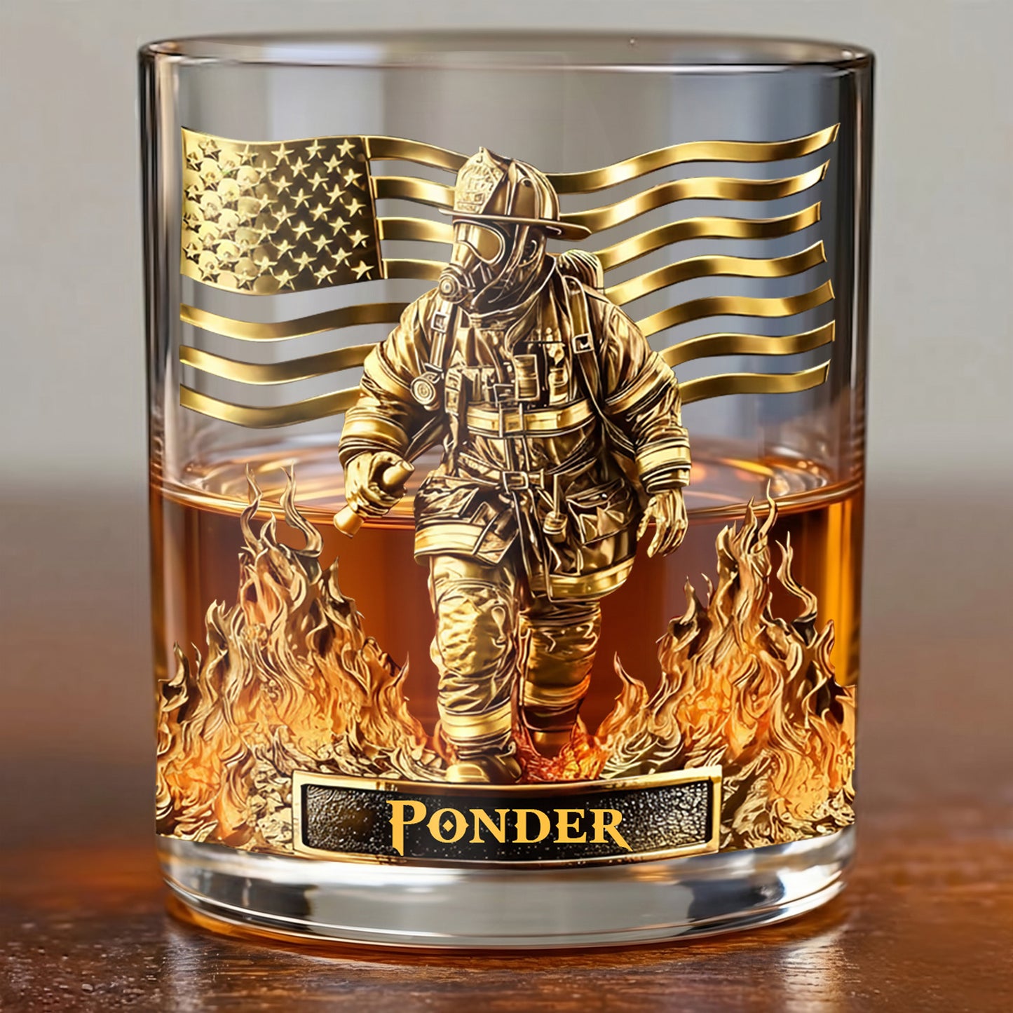 Personalized Firefighter Whiskey Glass - Custom Fire Dept Gift