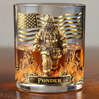Personalized Firefighter Whiskey Glass - Custom Fire Dept Gift