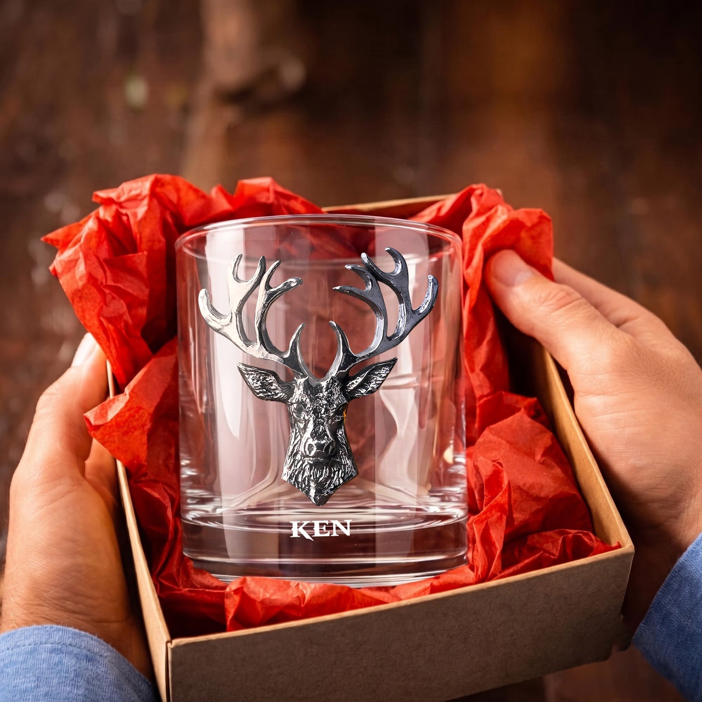 Personalized Stag Whiskey Glass - Custom Scottish Deer Gift