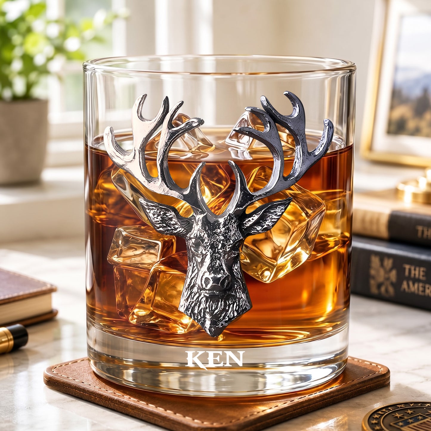 Personalized Stag Whiskey Glass - Custom Scottish Deer Gift