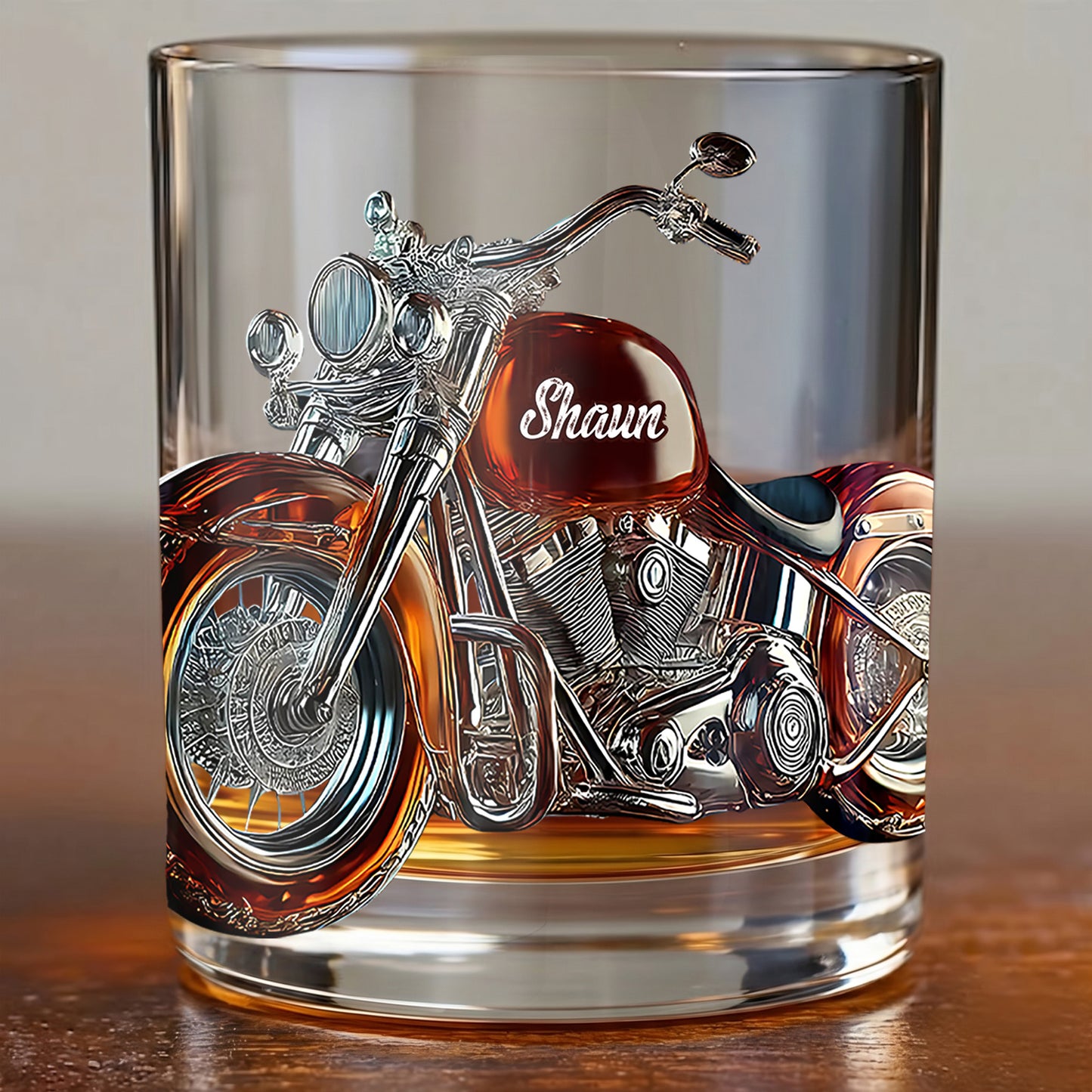 Personalized Motorcycle Whiskey Glass - Custom Biker Gift
