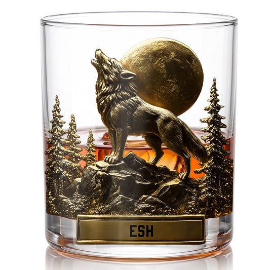 Personalized Wolf Whiskey Glass - Custom Wilderness Lover Gift