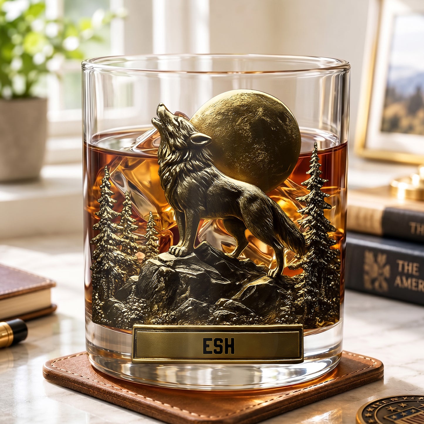 Personalized Wolf Whiskey Glass - Custom Wilderness Lover Gift