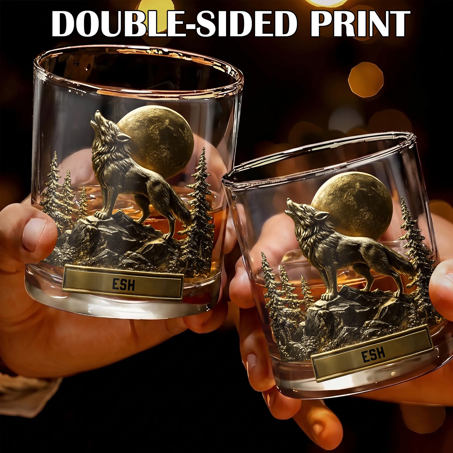 Personalized Wolf Whiskey Glass - Custom Wilderness Lover Gift