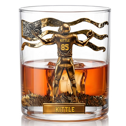 Personalized Football Whiskey Glass - Custom Sports Fan Gift