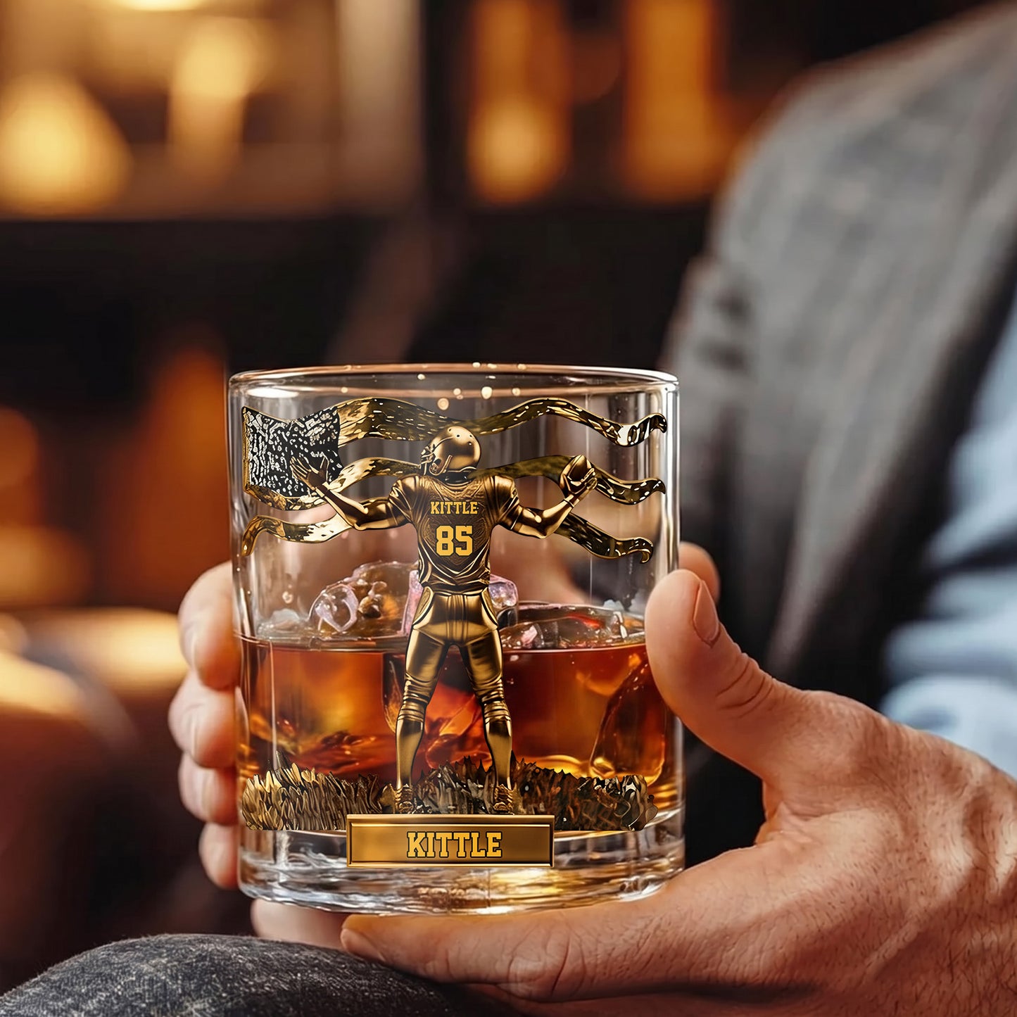 Personalized Football Whiskey Glass - Custom Sports Fan Gift
