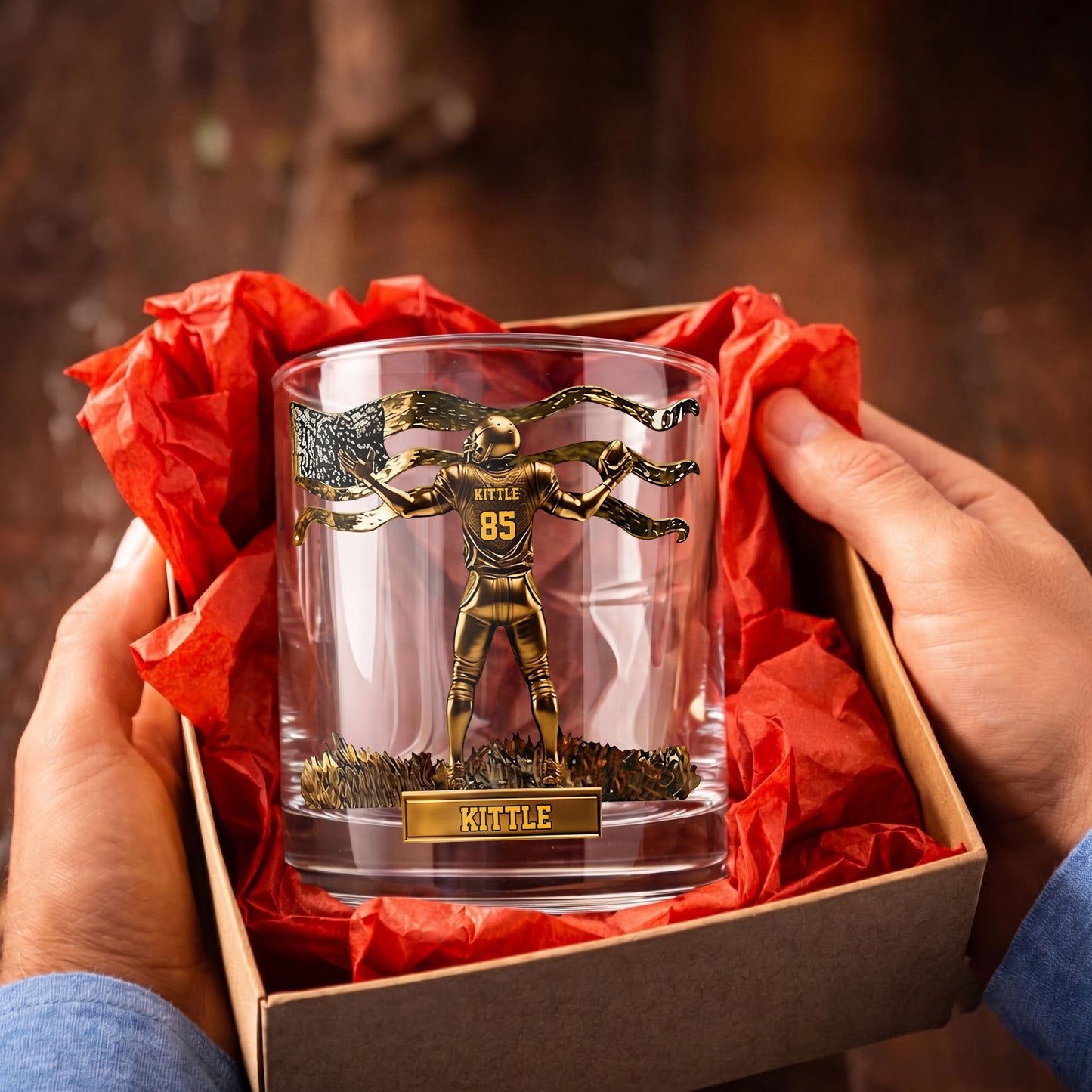 Personalized Football Whiskey Glass - Custom Sports Fan Gift