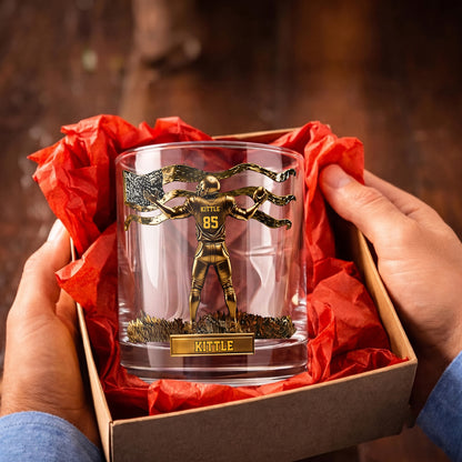 Personalized Football Whiskey Glass - Custom Sports Fan Gift