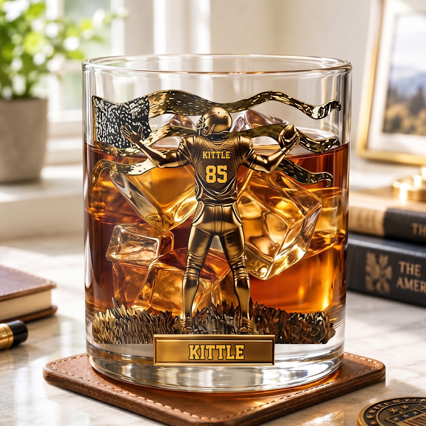 Personalized Football Whiskey Glass - Custom Sports Fan Gift