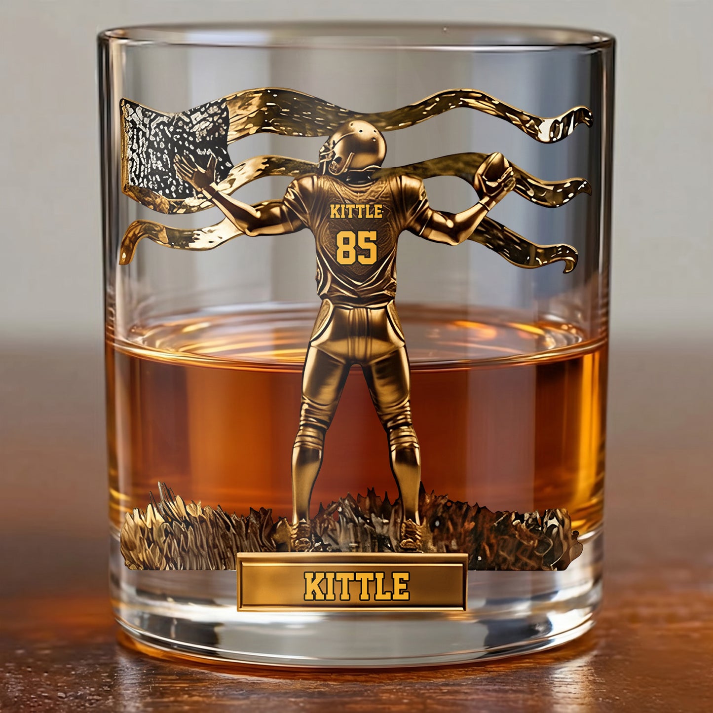 Personalized Football Whiskey Glass - Custom Sports Fan Gift