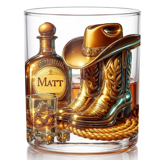 Personalized Cowboy Whiskey Glass - Custom Western Lover Gift
