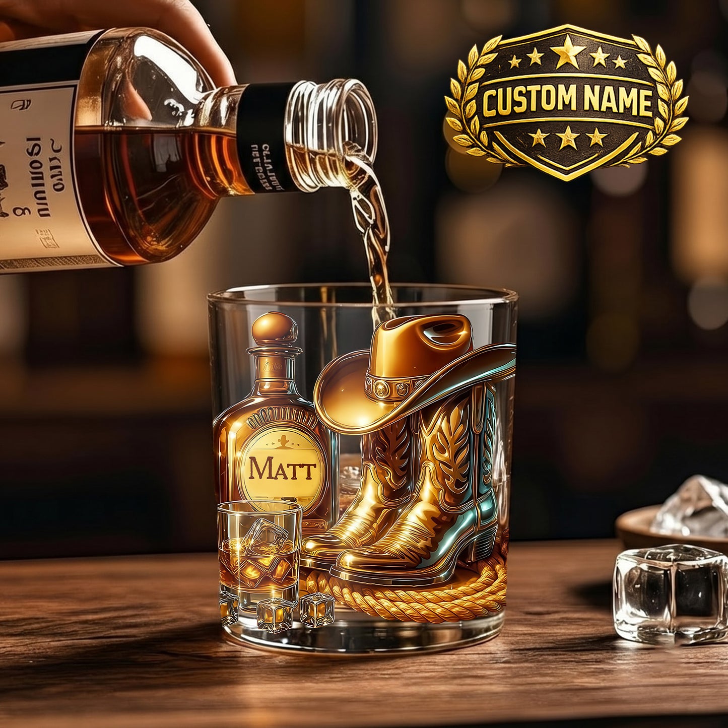Personalized Cowboy Whiskey Glass - Custom Western Lover Gift