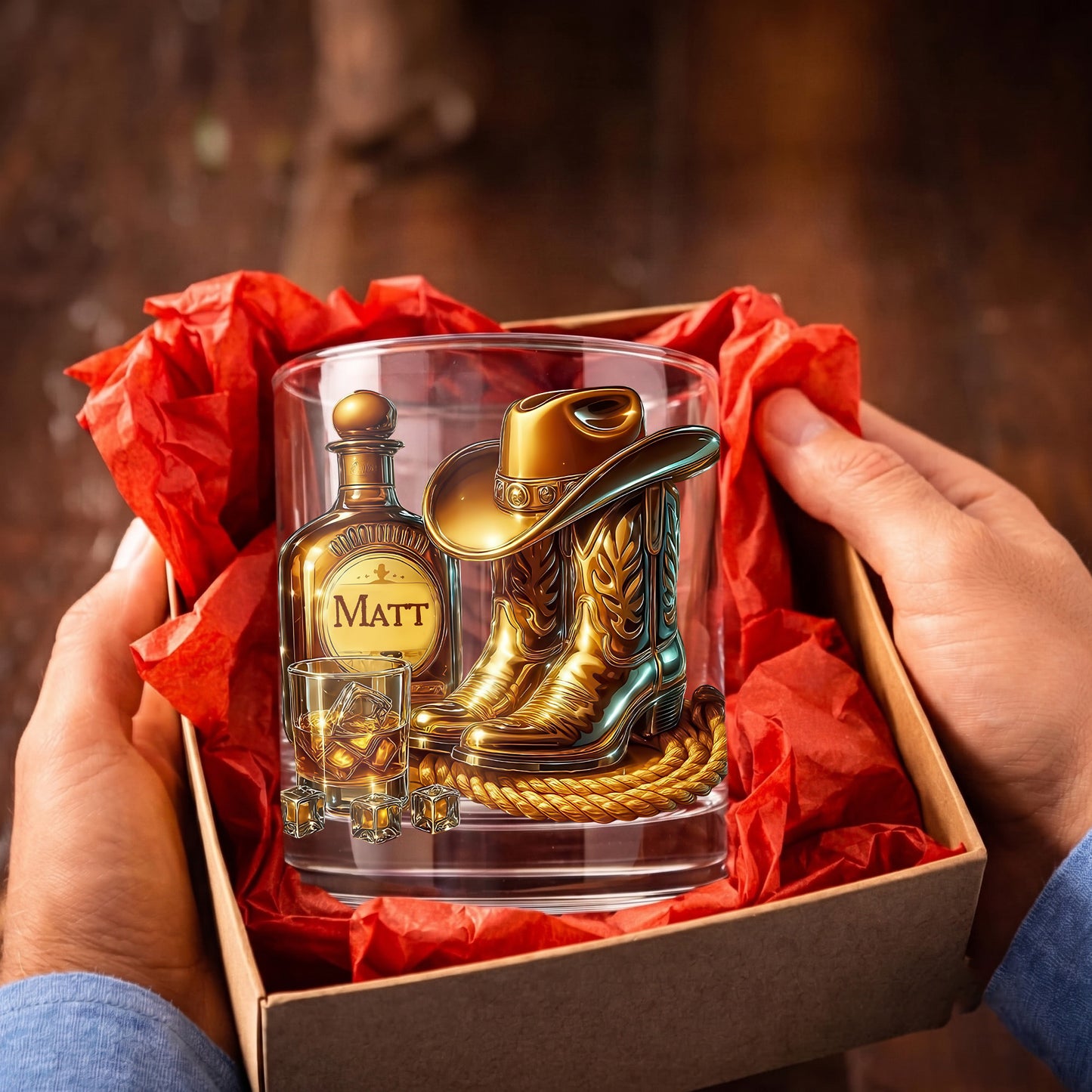 Personalized Cowboy Whiskey Glass - Custom Western Lover Gift