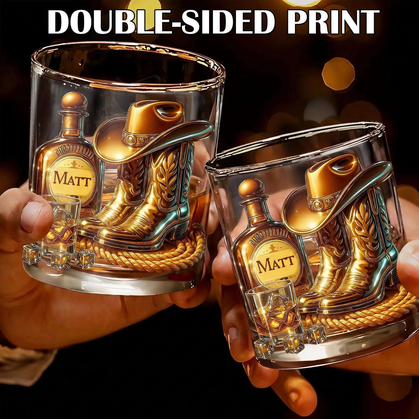 Personalized Cowboy Whiskey Glass - Custom Western Lover Gift