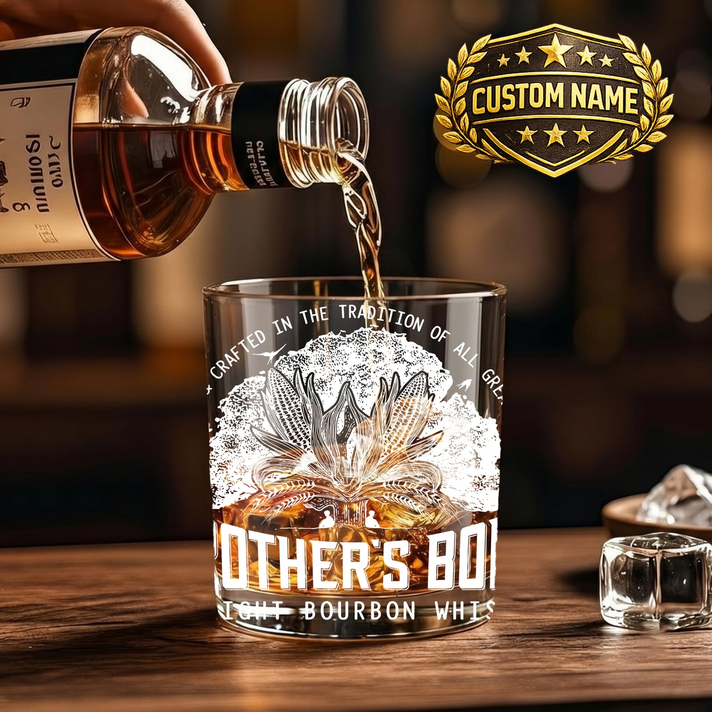 Personalized Engraved Brother's Bond Whiskey Glass - 11 oz Rocks Glass