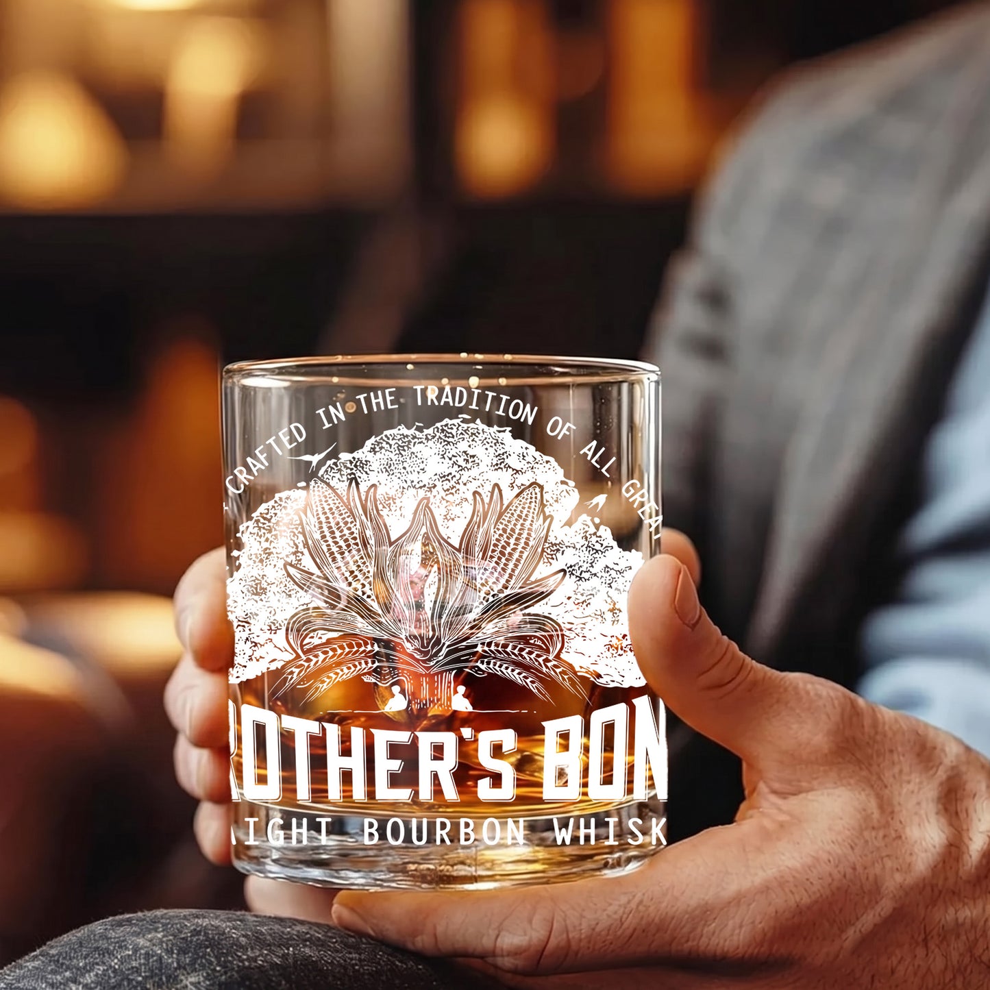 Personalized Engraved Brother's Bond Whiskey Glass - 11 oz Rocks Glass