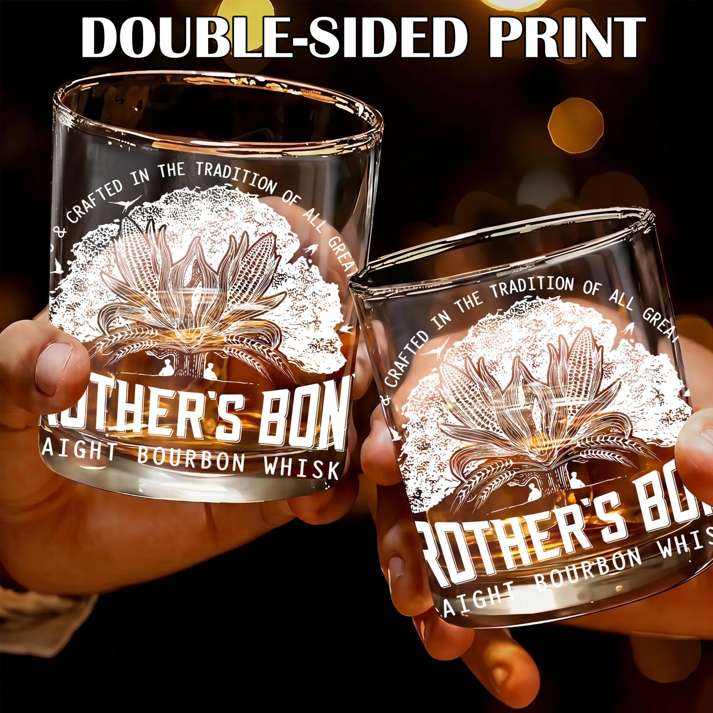 Personalized Engraved Brother's Bond Whiskey Glass - 11 oz Rocks Glass