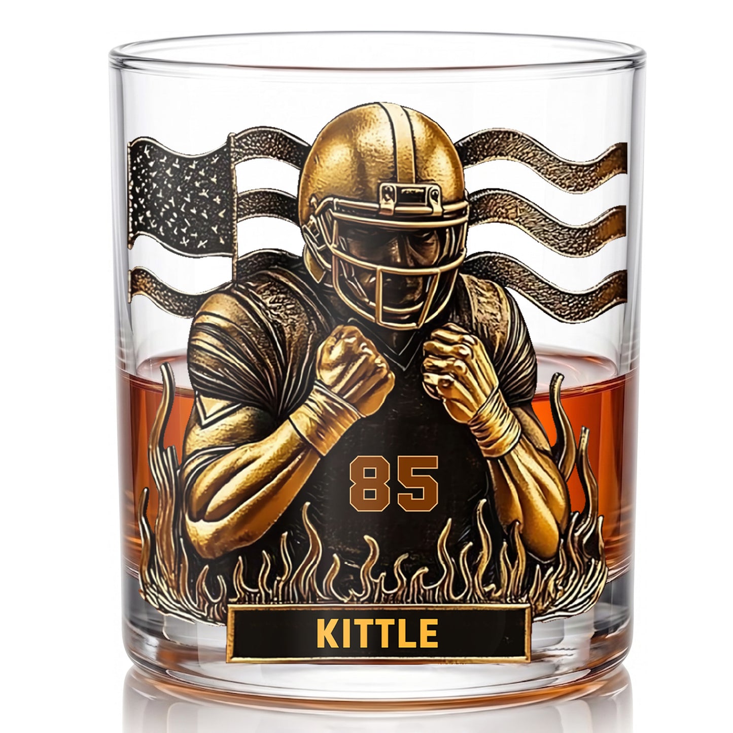 Personalized Football Whiskey Glass - Custom Sports Fan Gift
