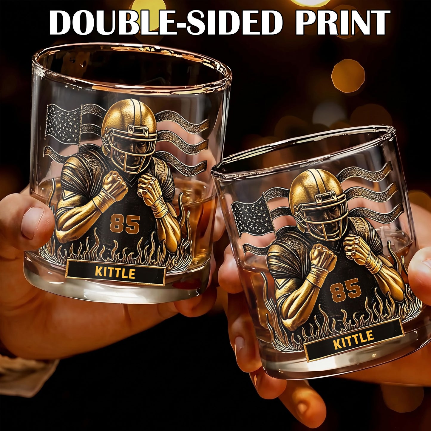 Personalized Football Whiskey Glass - Custom Sports Fan Gift
