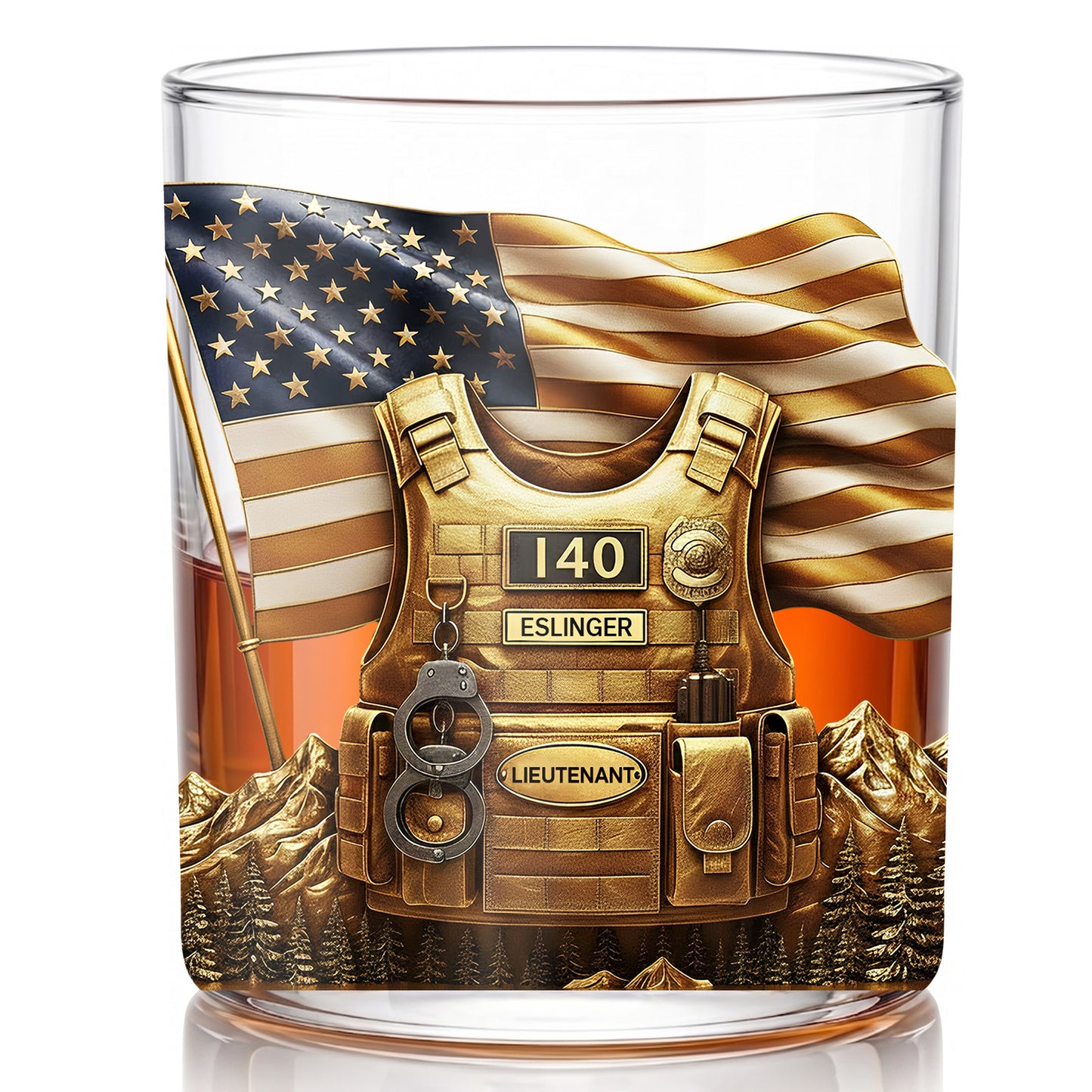 Personalized Police Whiskey Glass - Custom Law Enforcement Gift