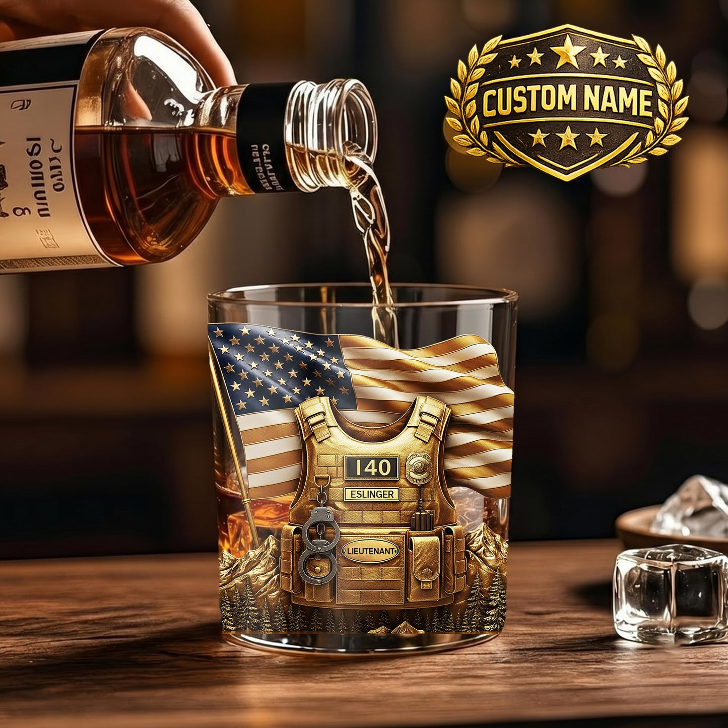 Personalized Police Whiskey Glass - Custom Law Enforcement Gift