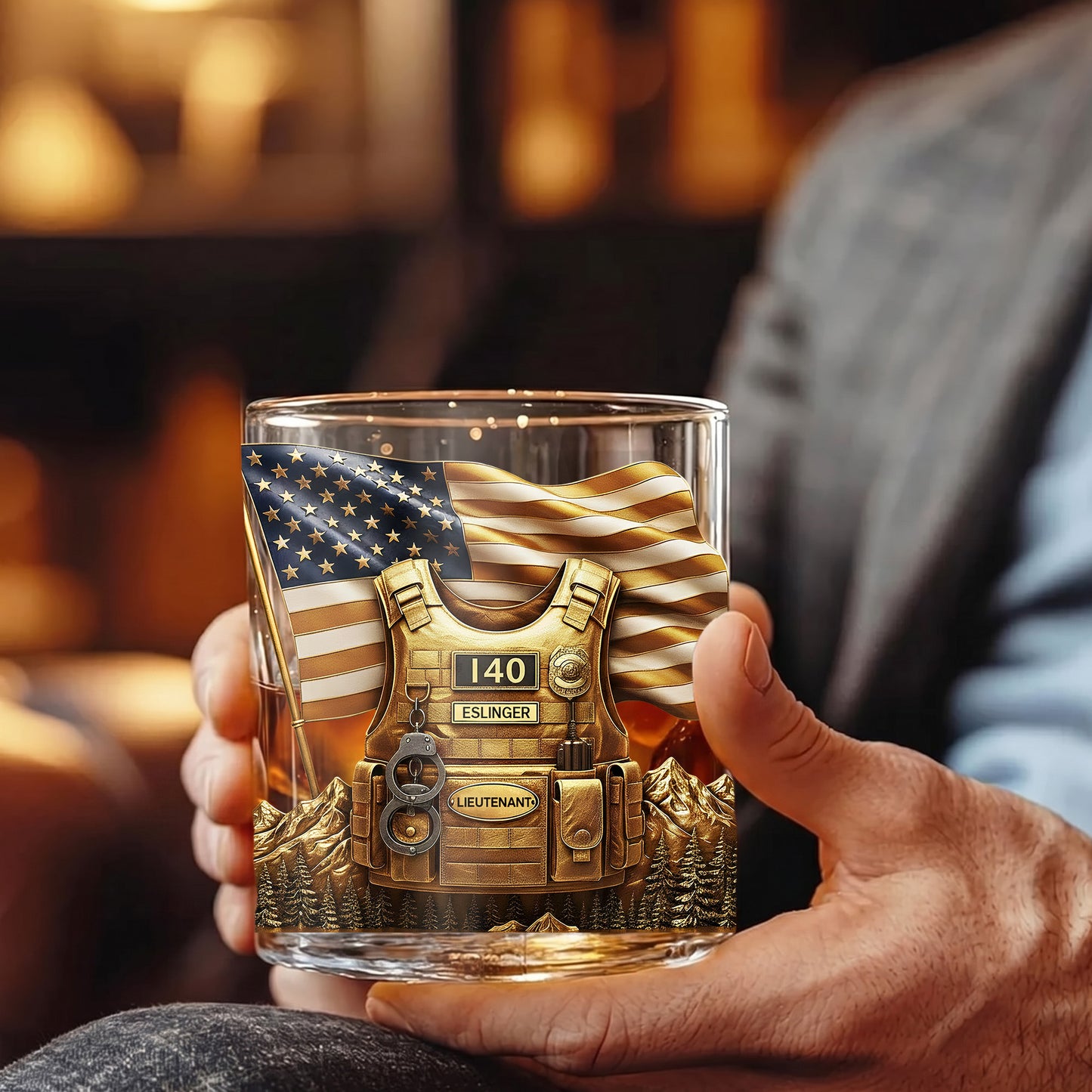 Personalized Police Whiskey Glass - Custom Law Enforcement Gift