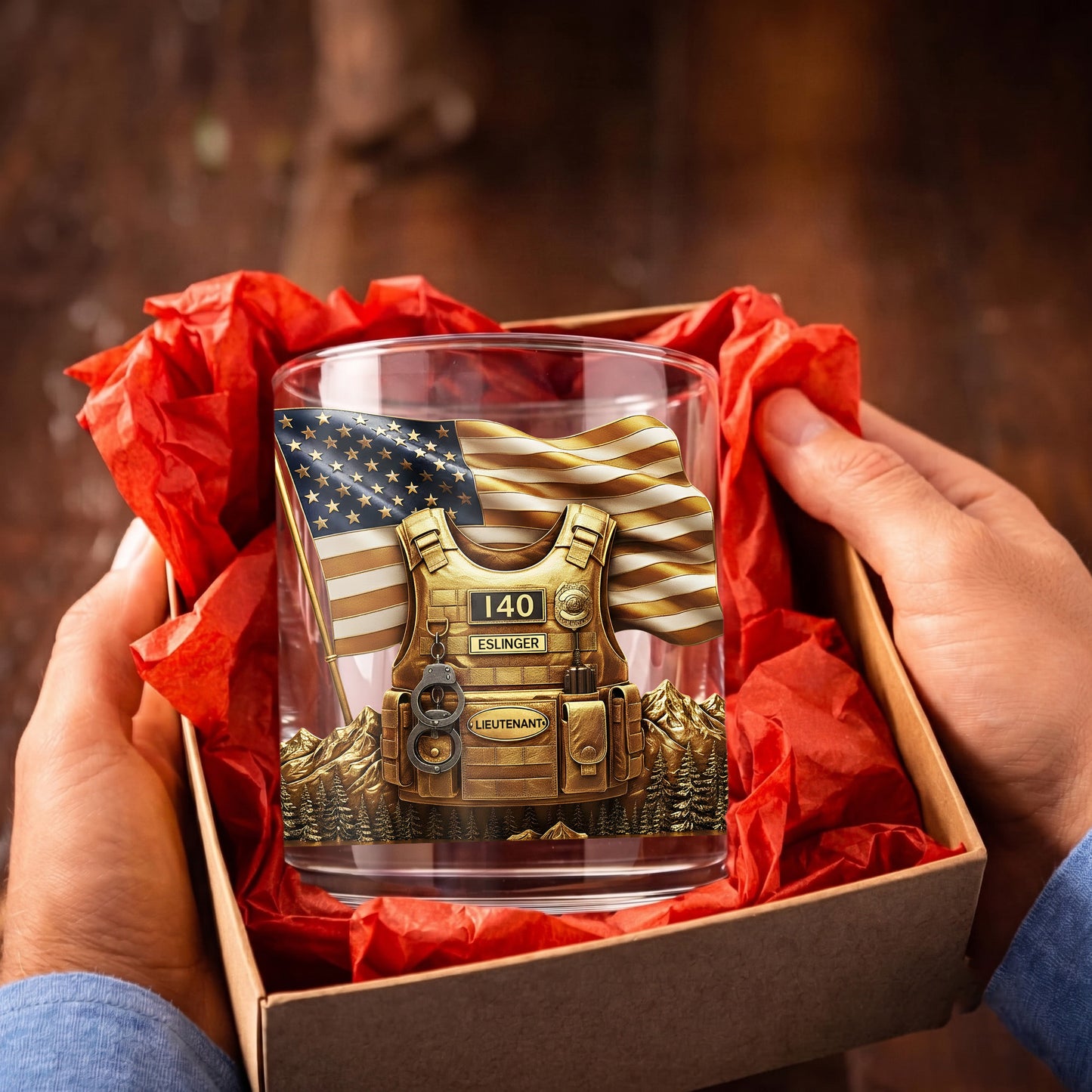 Personalized Police Whiskey Glass - Custom Law Enforcement Gift