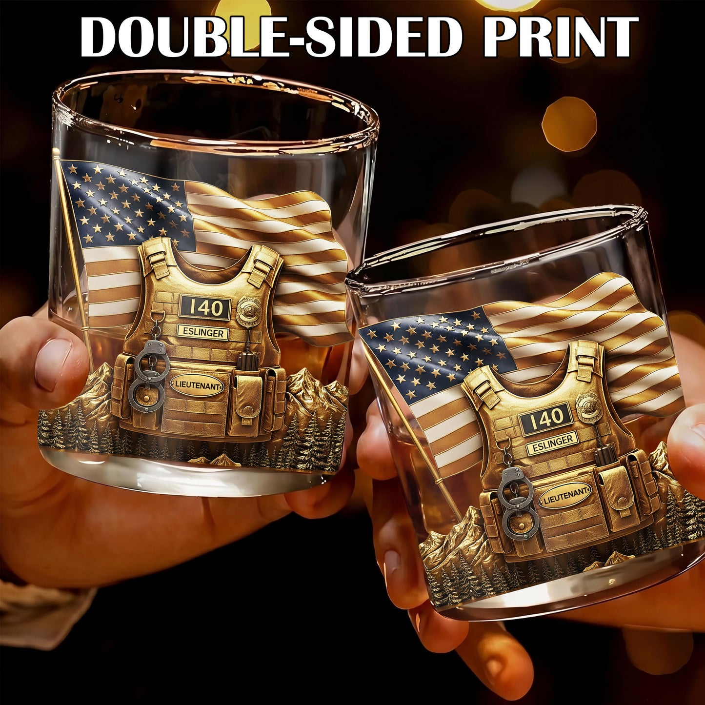 Personalized Police Whiskey Glass - Custom Law Enforcement Gift