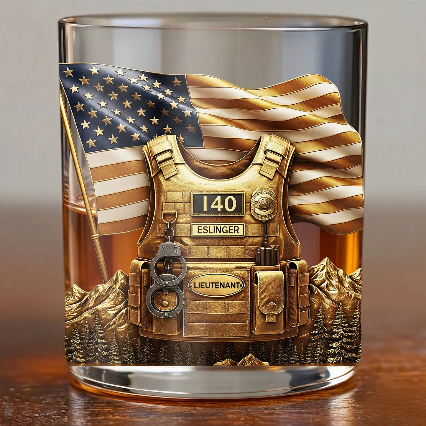 Personalized Police Whiskey Glass - Custom Law Enforcement Gift