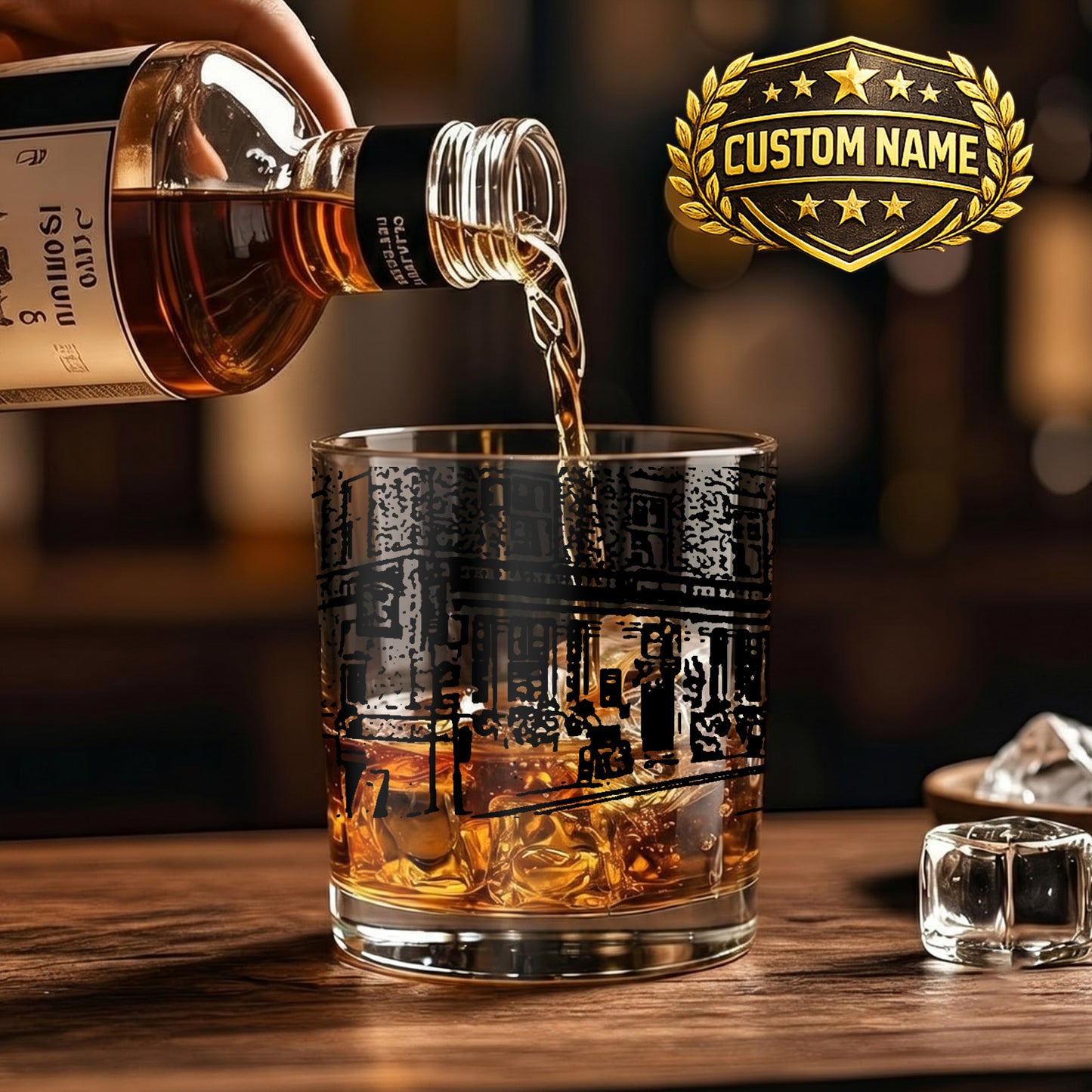 Personalized Architectural Whiskey Glass - Custom Building Gift