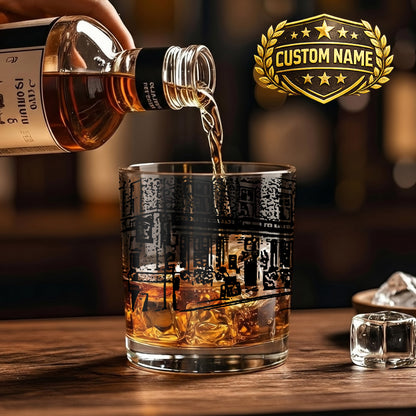 Personalized Architectural Whiskey Glass - Custom Building Gift