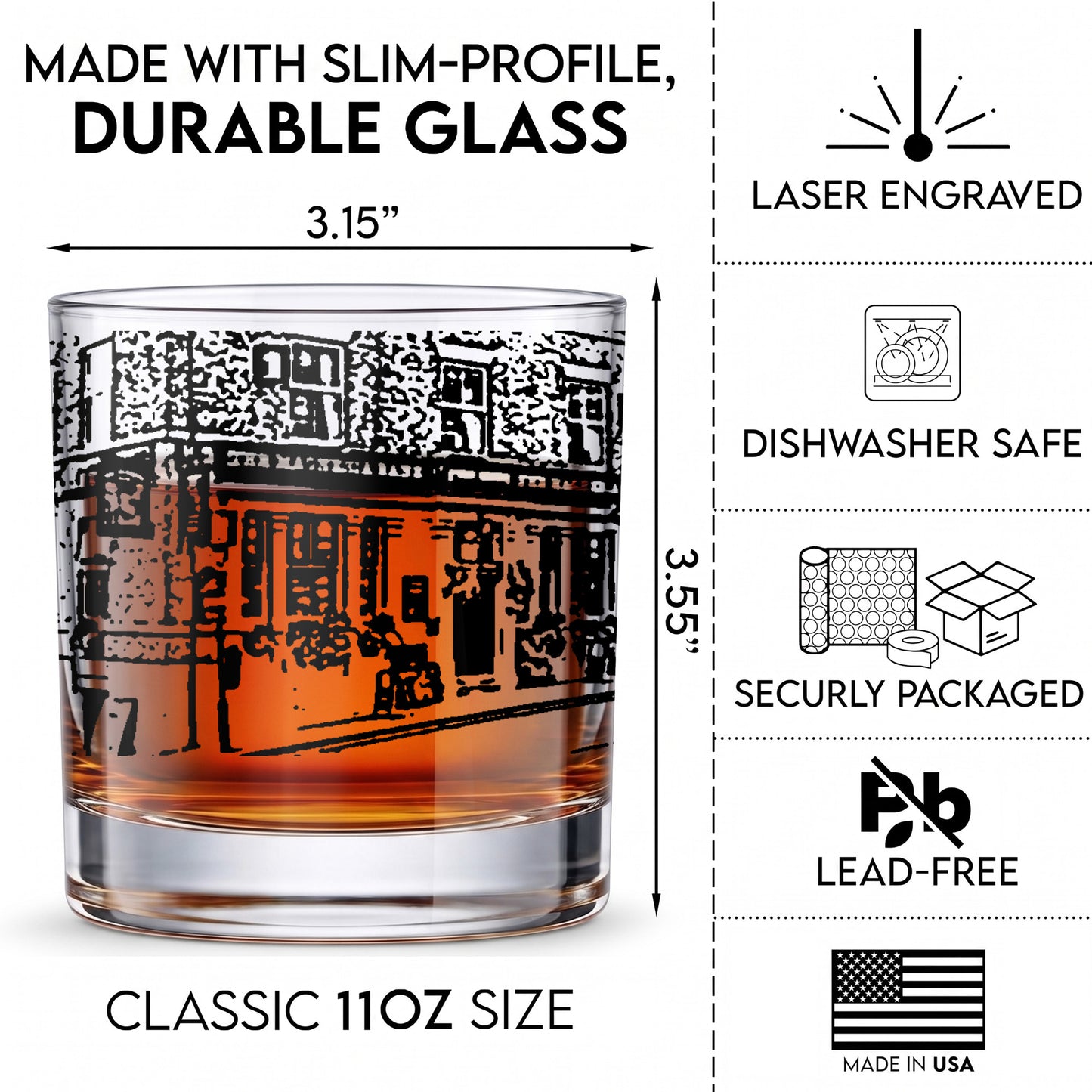 Personalized Architectural Whiskey Glass - Custom Building Gift