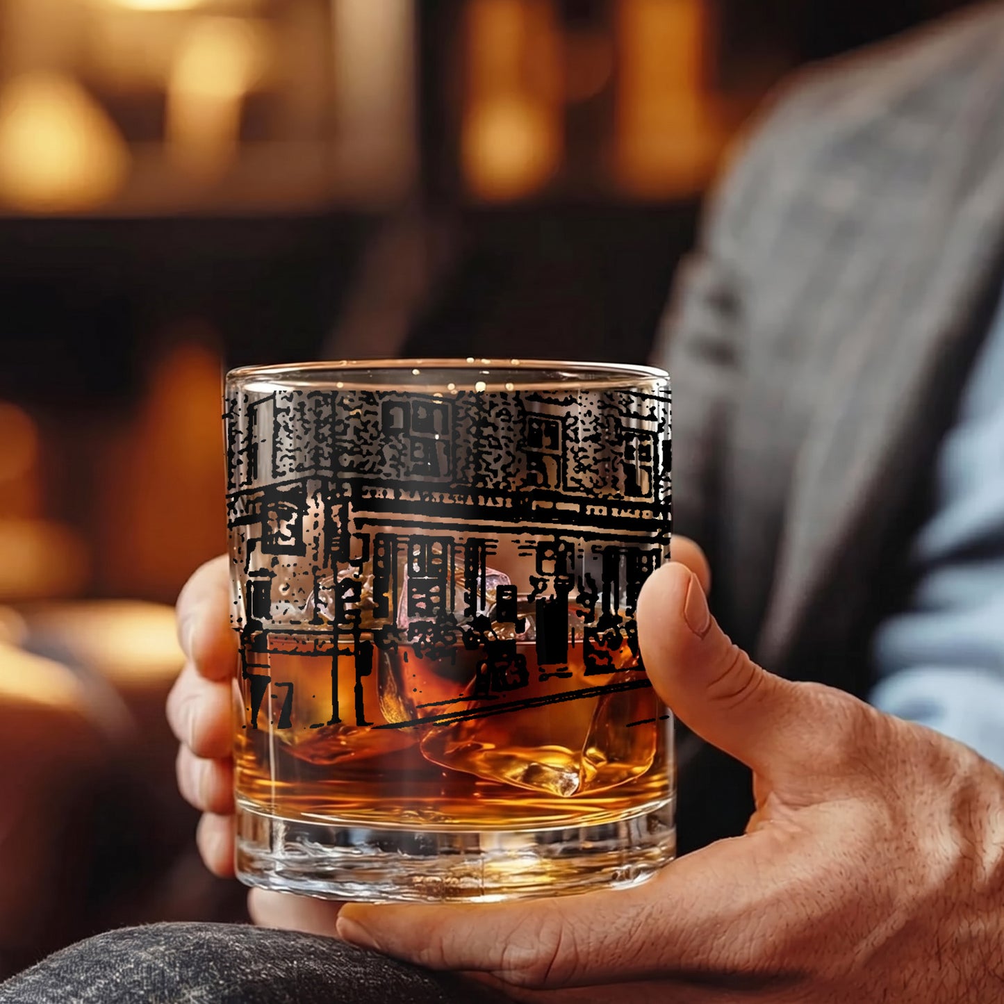 Personalized Architectural Whiskey Glass - Custom Building Gift