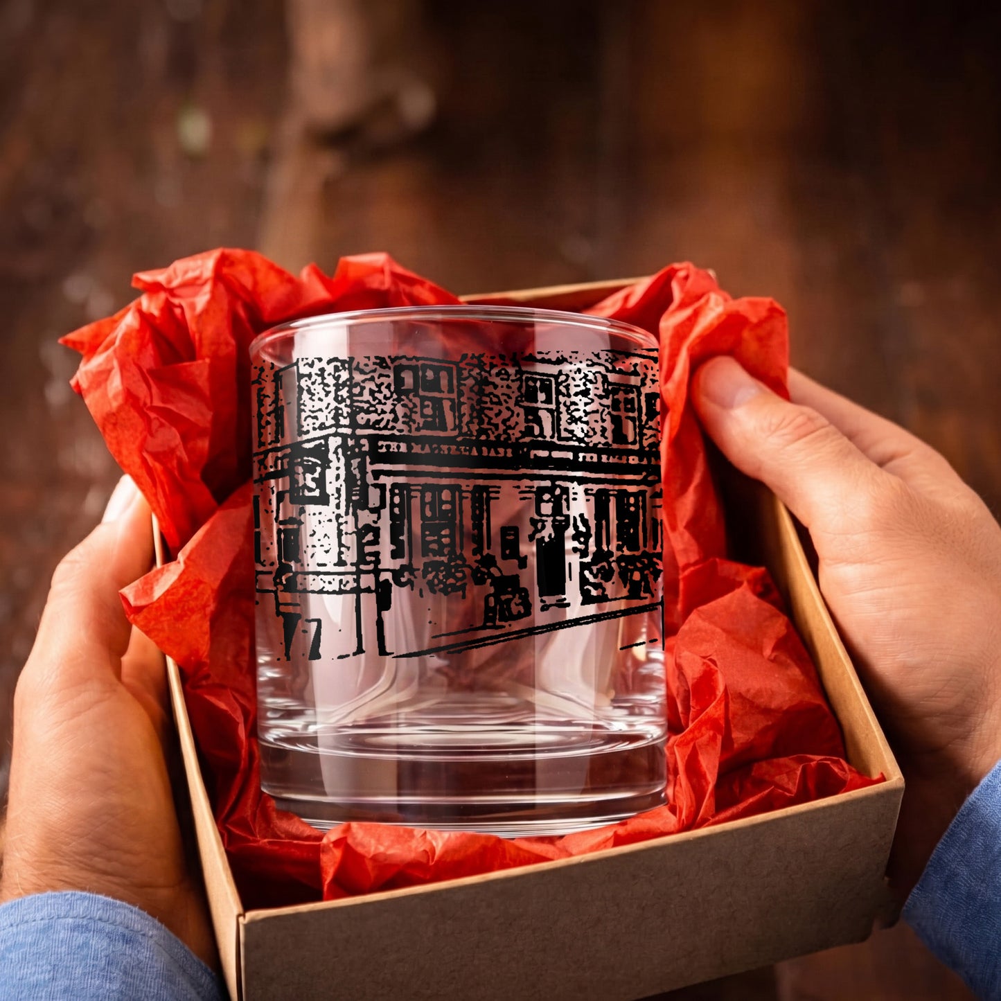 Personalized Architectural Whiskey Glass - Custom Building Gift
