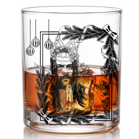 Personalized Christmas Jesus Whiskey Glass - Holiday Faith Gift