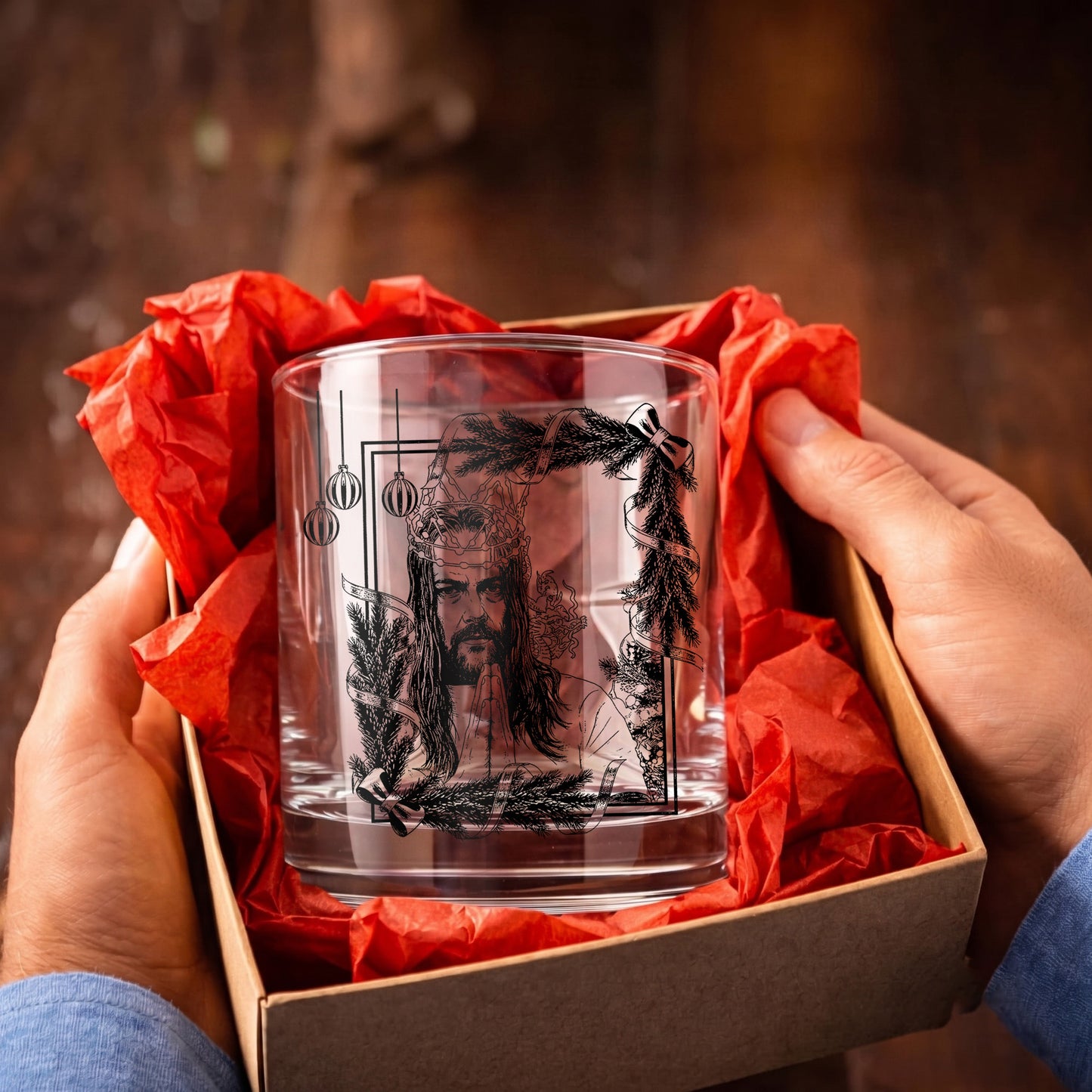 Personalized Christmas Jesus Whiskey Glass - Holiday Faith Gift
