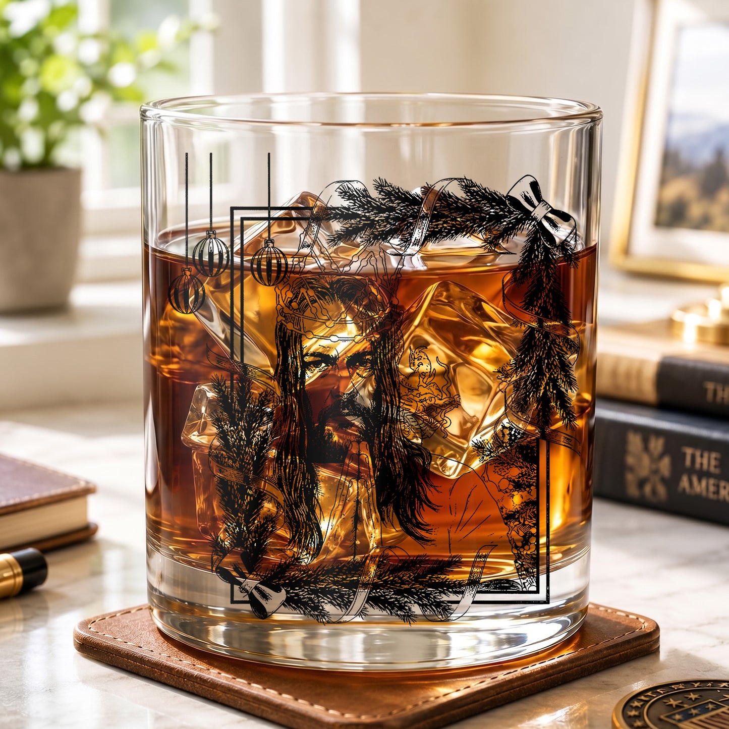 Personalized Christmas Jesus Whiskey Glass - Holiday Faith Gift