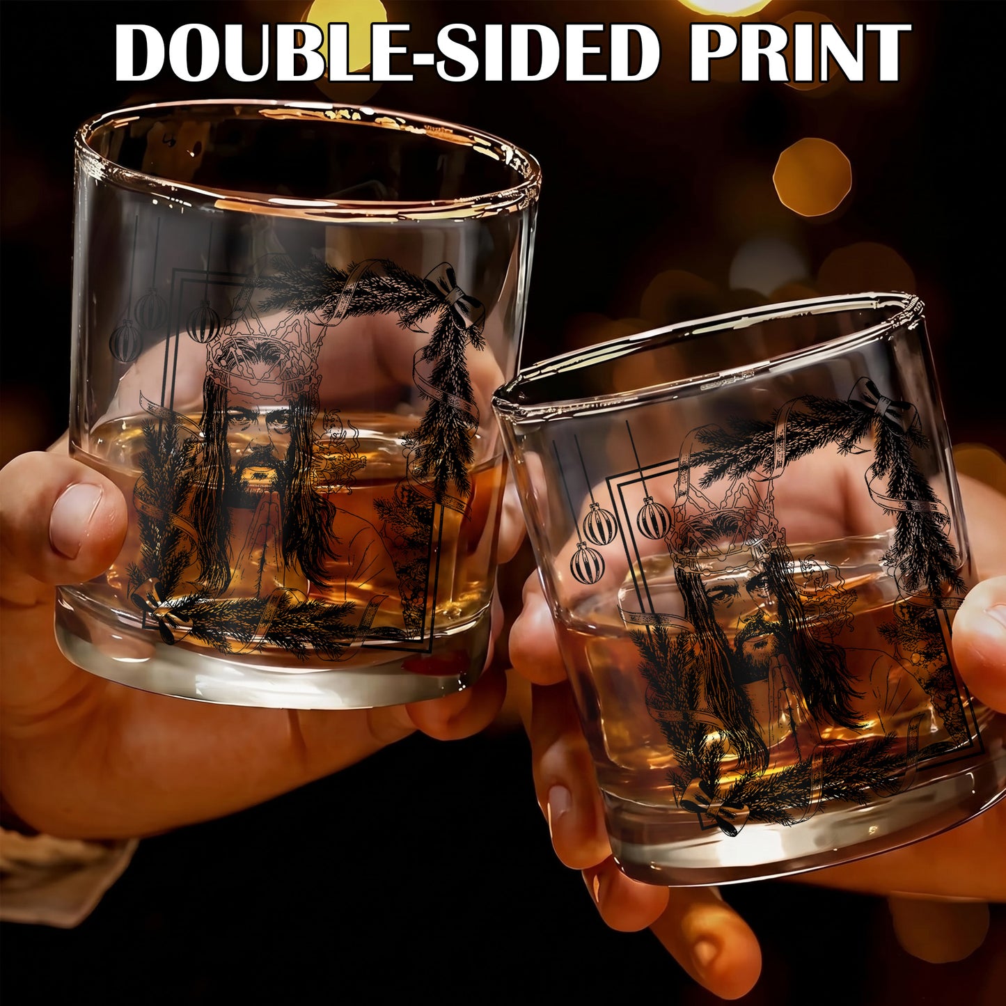 Personalized Christmas Jesus Whiskey Glass - Holiday Faith Gift