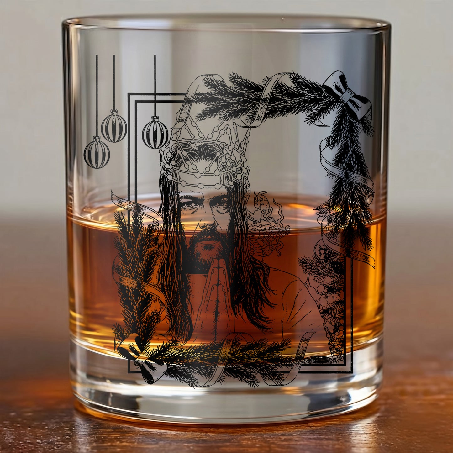 Personalized Christmas Jesus Whiskey Glass - Holiday Faith Gift