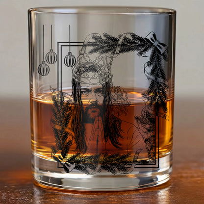 Personalized Christmas Jesus Whiskey Glass - Holiday Faith Gift