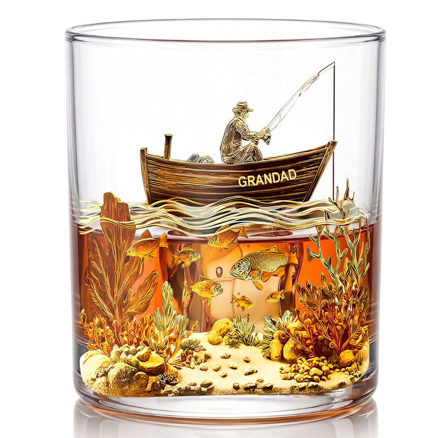 Personalized Fishing Whiskey Glass - Custom Angler Gift for Dad