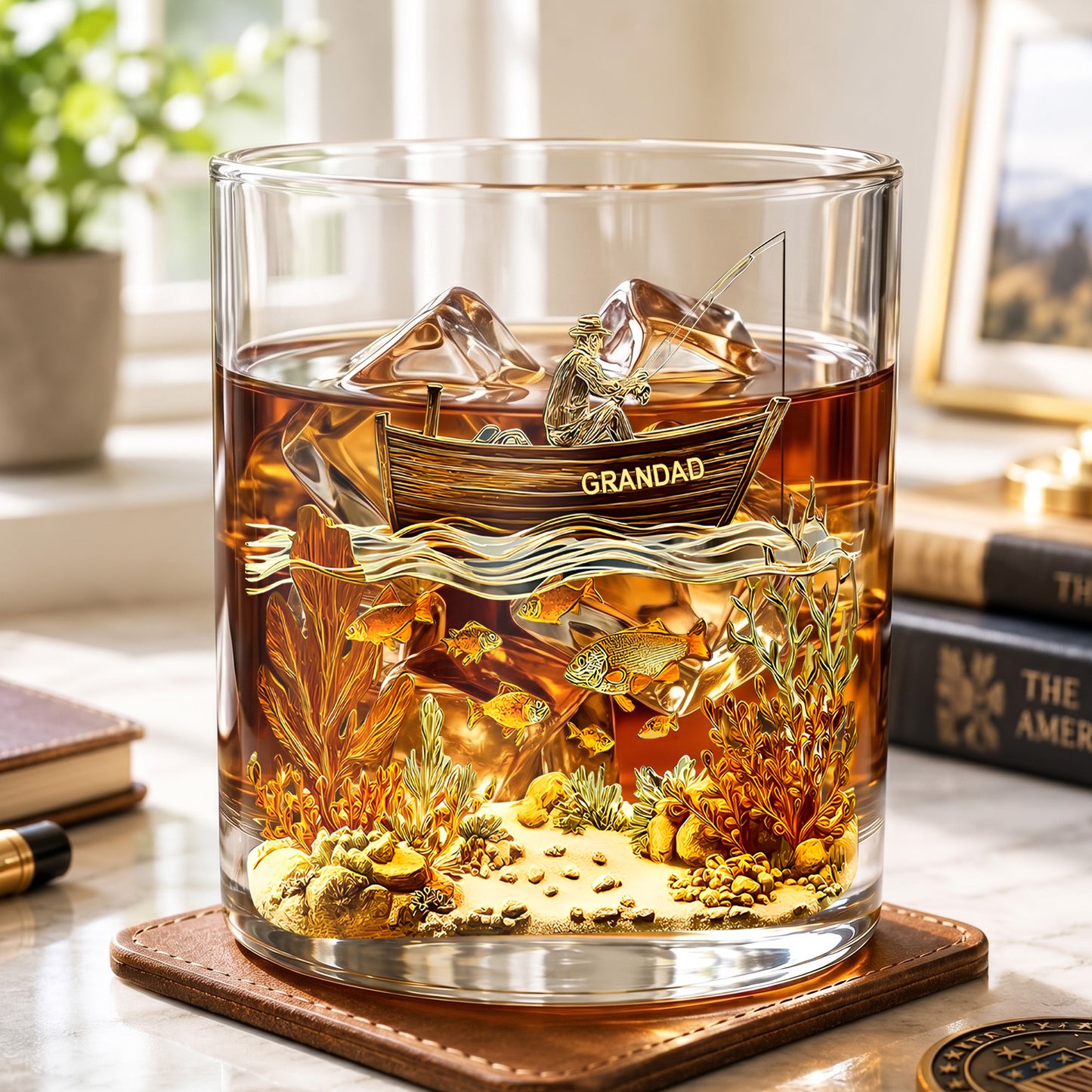 Personalized Fishing Whiskey Glass - Custom Angler Gift for Dad