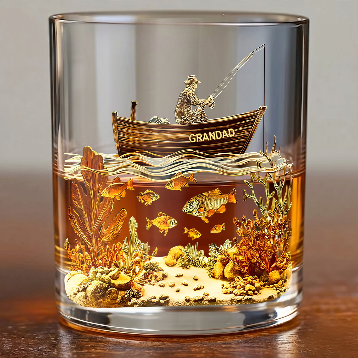 Personalized Fishing Whiskey Glass - Custom Angler Gift for Dad