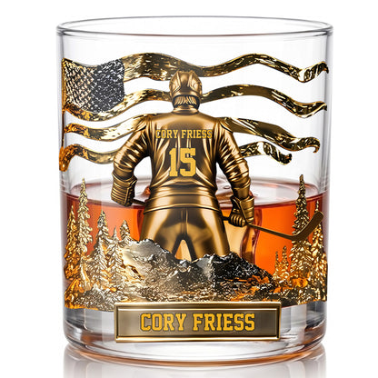 Personalized Hockey Whiskey Glass - Custom Hockey Fan Gift