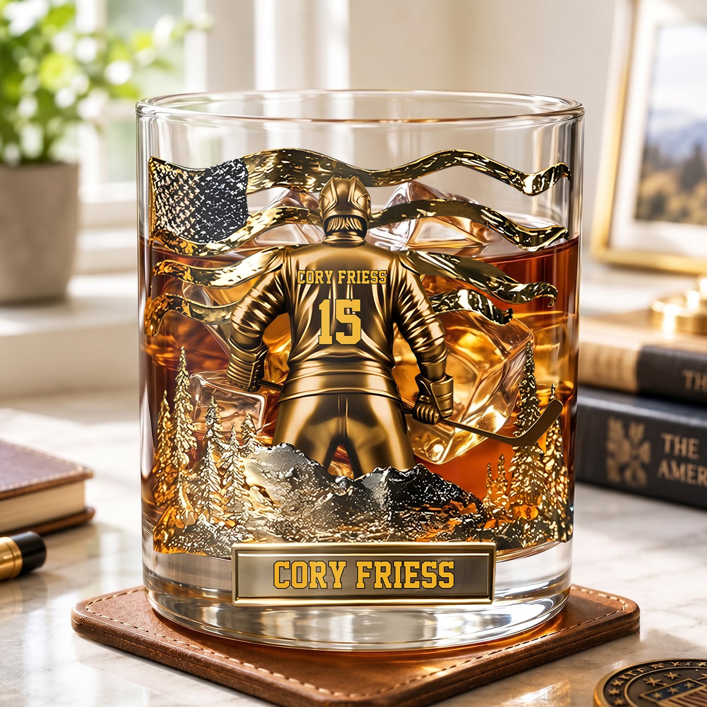 Personalized Hockey Whiskey Glass - Custom Hockey Fan Gift