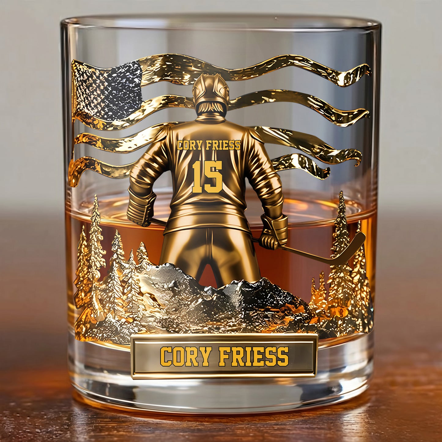 Personalized Hockey Whiskey Glass - Custom Hockey Fan Gift