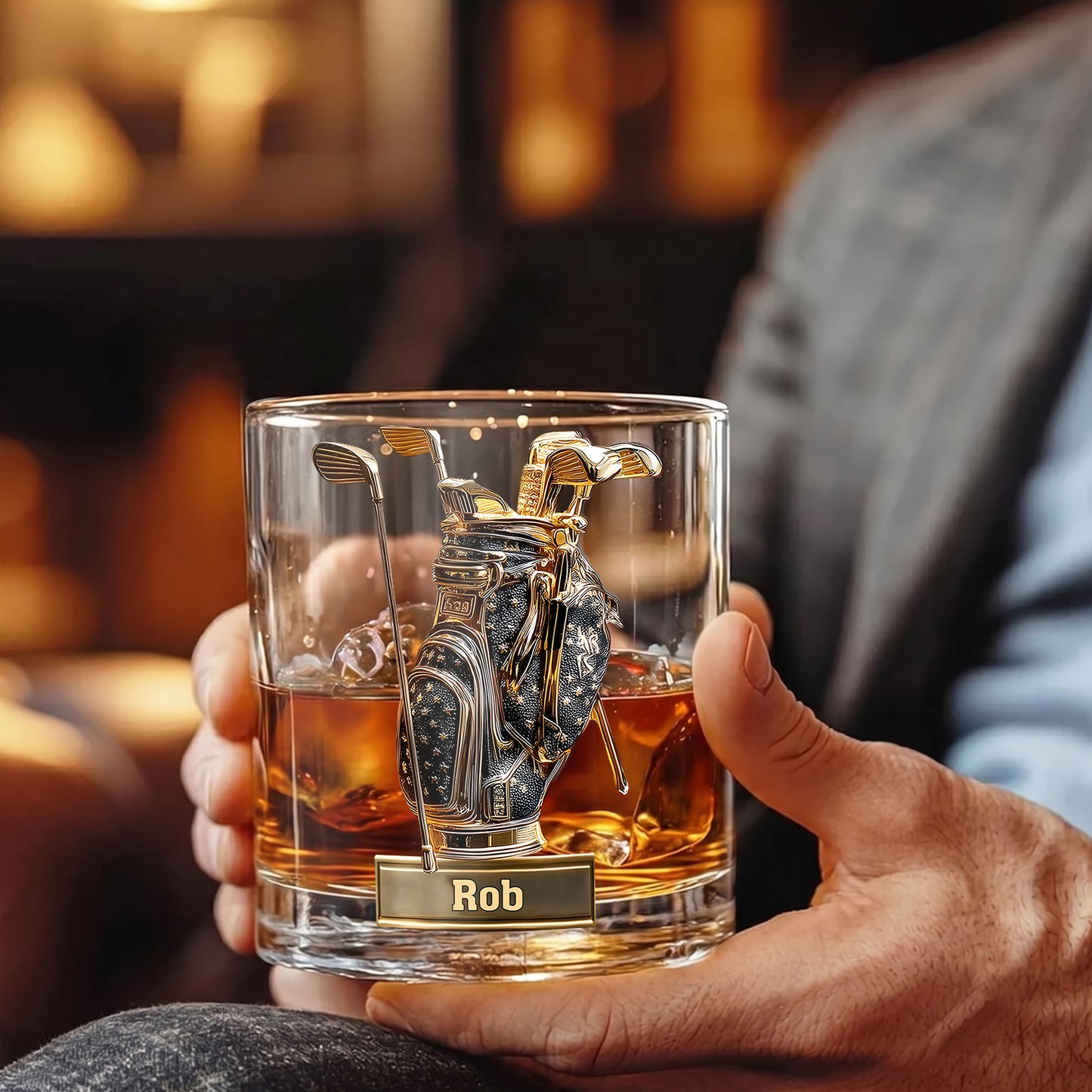Personalized Golf Whiskey Glass - Custom Golf Lover Gift