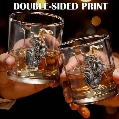 Personalized Golf Whiskey Glass - Custom Golf Lover Gift