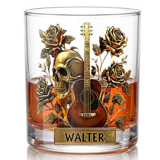 Personalized Guitar Whiskey Glass - Custom Rock Music Gift