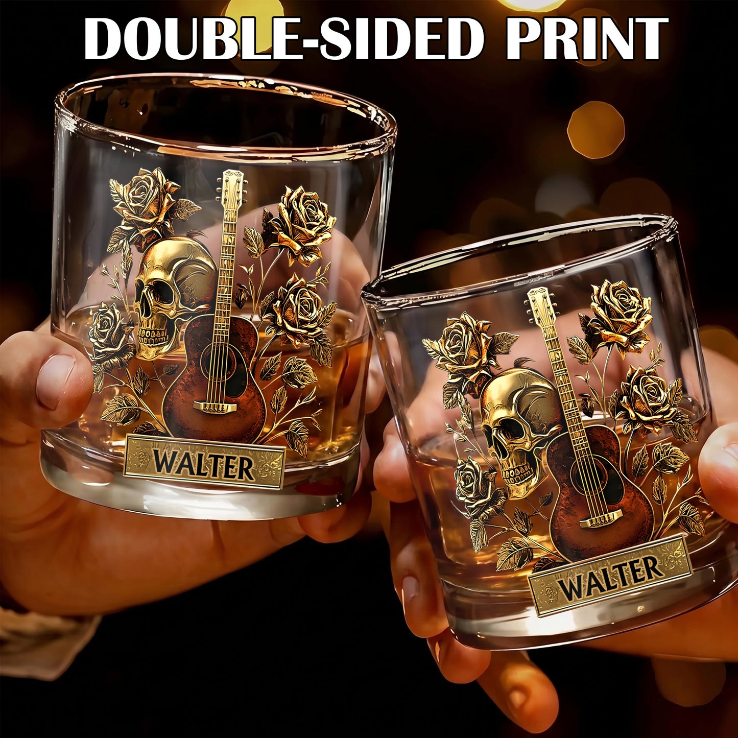 Personalized Guitar Whiskey Glass - Custom Rock Music Gift